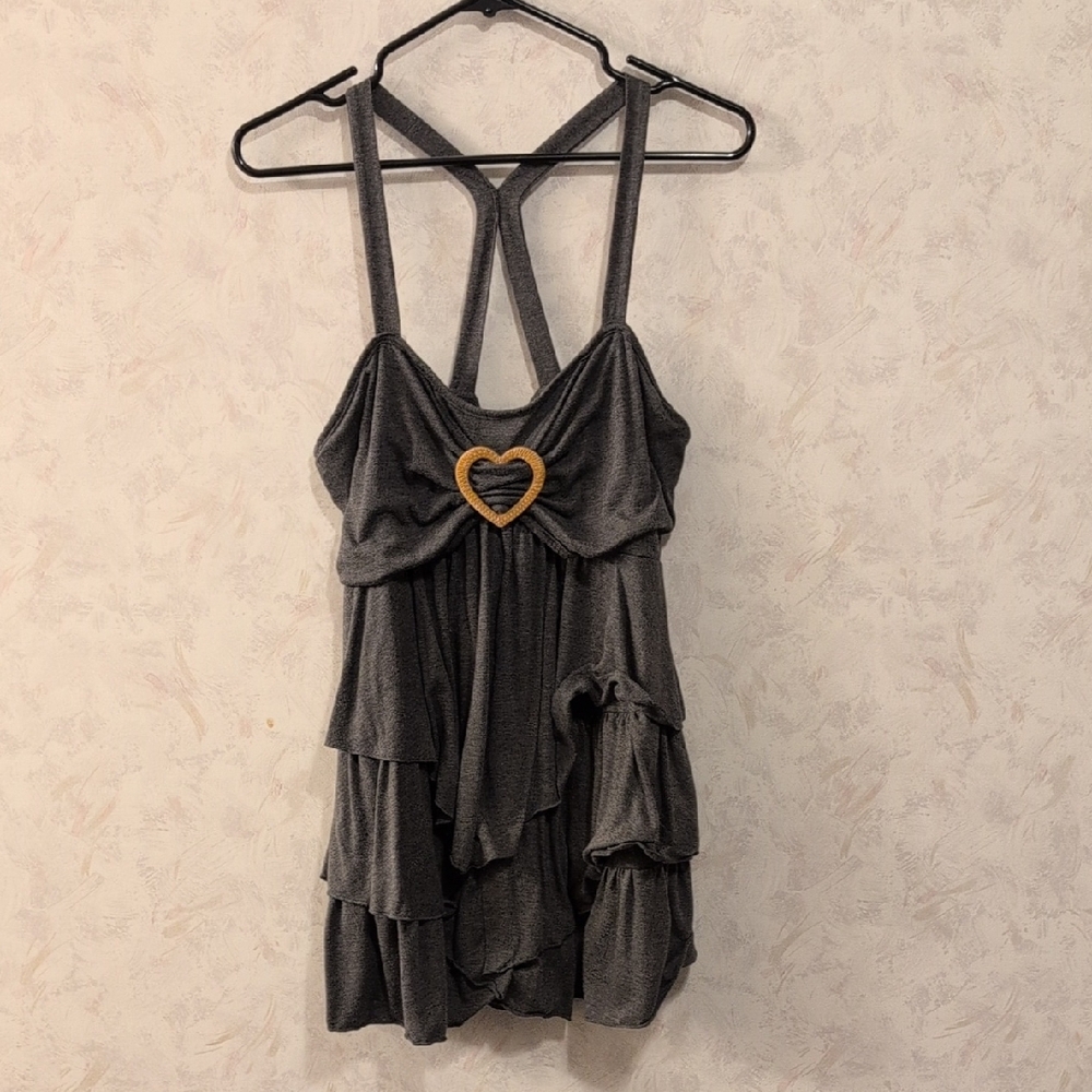 Rosegal Gray Camisole with Heart Accent